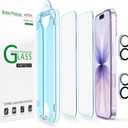 AmFilm OneTouch Screen Protector for iPhone 17 6.3'' 2025 + Camera Lens Protector | Auto-Alignment install | Bubble Free | 9H+ Military-Grade Tempered Glass | FHD Clarity | Case Friendly | 2+2 Pack