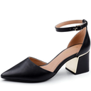 BCTEX COLL Womens Pointed Toe Pumps Shoes Ankle Strap Chunky Low Heels Metal Lined Sandals Designed for Women, size 9