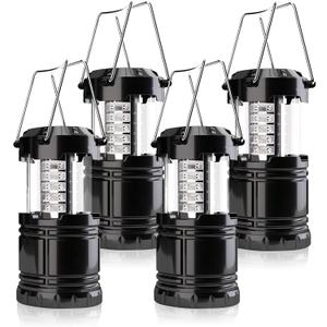 Camping Lantern, 4 Pack Brightness Adjustable LED Camping Lights, Collapsible IPX4 Waterproof Survival Lanterns for Power Outages, Home Emergency, Camping, Hiking, Hurricane