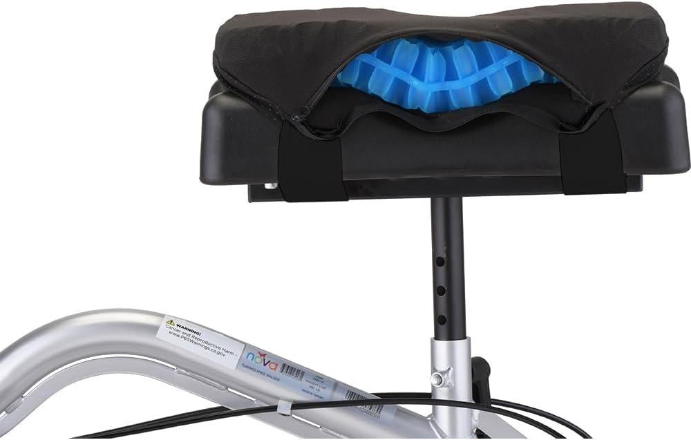 NOVA Knee Scooter Gel Cushion Cover Premium Padded Gel Pad for Knee Scooters and Walkers, Universal Easy-Fit Accessory Enhances Comfort and Circulation, Black