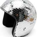 Disco Ball Helmet with Retractable Visor, Disco Helmet Glitter Mirror Glass Disco Ball Hat for Women Men DJ Club Stage Bar Party Wedding