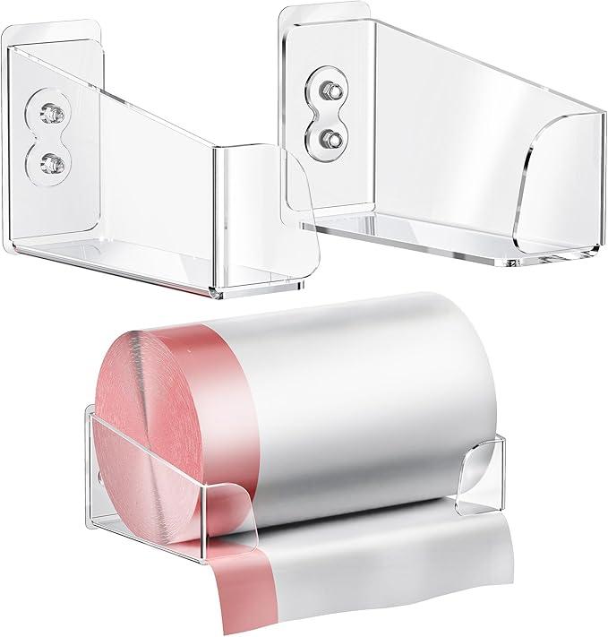 Acrylic Trash & Garbage Bag Holder Dispenser Wall Mounted, Easy Access Trash & Garbage Bags Roll Storage Organizer Container for Cabinet Door, Under Sink, Wall, Bathroom (Medium)