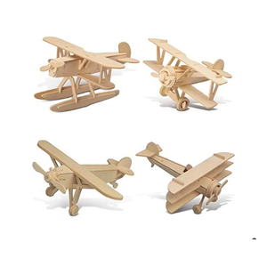 Puzzled Wooden Airplane Model Kits - Water Plane, Spirit of St. Louis, Nieuport 17 & Tri-Plane 3D Wooden Puzzles Set, Educational Adults & Kids Toys DIY Airplane Kit Assembly Planes to Build - 3 Pack