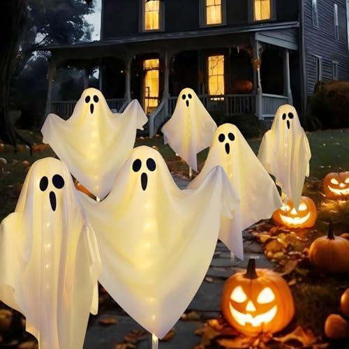 3-Pack Ghost Solar Powered Halloween Decorations Outdoor, Auto On/Off, Solar Halloween Lights for Garden Pathway Porch Yard Walkway Lawn Party Decor, 8 Modes & Waterproof Outdoor Halloween Decorations - Amazon.com