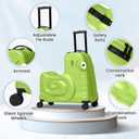 Kids Ride-on Luggage with Spinner Wheels Suitcase, Kid's Ride-On Suitcase Help Your Child Relax, Carry On Trolley Luggage with Password Lock (Green, 22 inches)