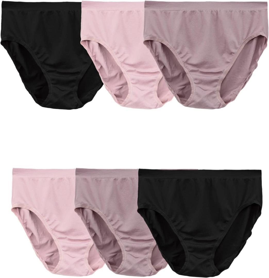 Fruit of the Loom womens Seamless Panties Briefs, Signature Hi Cut - 6 Pack - Multicolor, 7