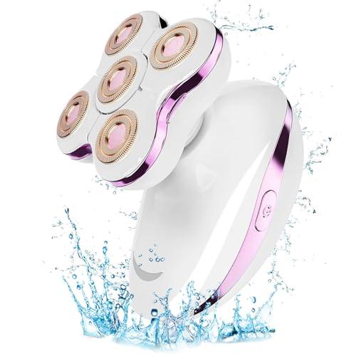 Electric Razors for Women: Rechargeable Shaver with Detachable Head - 5D Wet and Dry Lady Hair Remover for Legs and Hand (Pink)