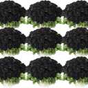 Jexine 100 Pieces Artificial Roses Flowers Bulk, Long Stem Realistic Fake Silk Roses Bouquet for Table Centerpiece Vases Wedding Party Home Kitchen Decor (Black)
