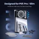 GRAUGEAR Cooling & Dust Protection Upgrade for PS5 Pro/PS5 Slim, PS5 Pro/Slim M.2 SSD Heatsink Cover with Fan Dust Filter and Port Plugs, Prevent Overheating and Dust Buildup (PS5 Pro/PS5 Slim)