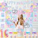 KOTLMIGHT 16th Birthday Decorations for Girls, In My Sweet Sixteen Era Birthday Party Decor Supplies for Girls 16 Year Old - Backdrop, Banner, Tablecloth, Centerpieces, Hanging Swirl, Hat, Wall Signs