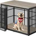 Lyromix 54" Dog Crate Furniture with Foldable Door, XXL Dog Crates for Large Dogs, Wooden Decorative Dog Cage Kennel Indoor End Table, Grey