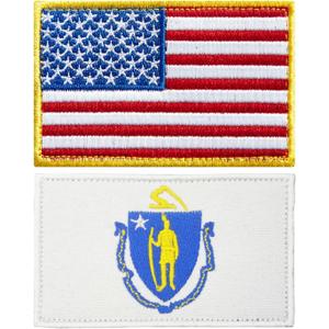 3 x stidsds 2 Pack American US Massachusetts Flag Patch USA Massachusetts MA State Flags Embroidered Patches United States Flags Military Tactical Patch for Clothes Hat Backpacks Pride Decorations