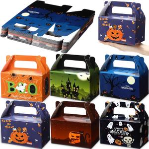 Zhanmai 36 Pack Halloween Treat Goodie Boxes Halloween Cookie Container Cupcake Snack Box with Handle Party Favor