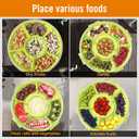 Divided Serving Tray with Lid and Handle, Large Snack Spinner Container, Multi-Purpose Food Platter for Parties, Travel and Picnics, Green