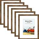PEALSN 8x10 Picture Frame Set of 6, Display Pictures 5x7 with Mat or 8x10 Without Mat for Wall Mounting or Table Top Display, Photo Frames Collage for Wall Decor, Rustic Brown