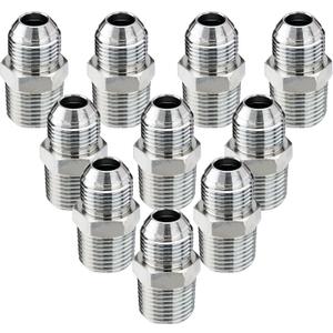 10 Pack Hydraulic Hose Adapter Fittings: 1/2" JIC 37 Male x 1/2" NPT Male, Straight Tube Connectors with Protection Cover