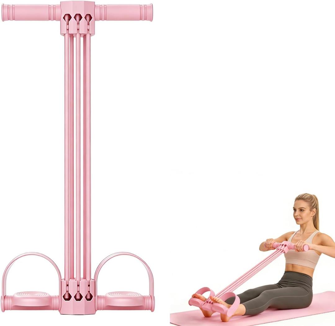 Pedal Resistance Bands with Handles, Upgrade 6-Tube Natural Rubber Foot Pedal Resistance Bands, Multifunction Fitness Bands for Abdomen Waist Arms Legs Training