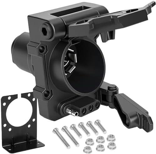 CXTM Multi Tow 7 and 5 Pin Trailer Connector Heavy Duty 7 Blade to 7 Blade and 5 Flat Trailer Plug Adapter,Truck Plug for Towing Pickup SUV RV Camper Dual-Output 7 Blade & 5 Flat