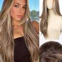 Straight 13x4 HD Lace Front Wig for Women, 26inch Heat Resistant Synthetic Hair Glueless Pre Plucked Straight Human Hair-Like Layered Wig with Realistic Scalp (Mixed Brown Color)