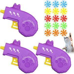 Sumind 18 Pieces Interactive Cat Fetch Tracking Toys With 5 Colors Flying Propellers for Indoor Pet Kitty Training Chasing (Purple)