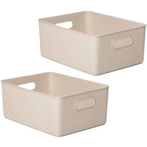 Superio Eco-Friendly Decorative Plastic Open Home Storage Bins Organizer Baskets, Large (2 Pack) Container Boxes for Organizing Closet Shelves Drawer Shelf 15 Liter