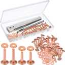 Hotop 100pcs Copper Rivet and Burr Washers for Leather Work #9 and #12 Brass Rivets Setter Install Setting Tool with Hole Punch Cutter Kit for Belts Wallets Collars Leather DIY Craft Supplies