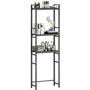 Over The Toilet Storage | 3-Tier Bathroom Organizer Shelf Over Toilet with Adjustable Shelf and Basket | Non-Slip Base,Strong Load-Bearing High Stability Bathroom Organizer,Black Black