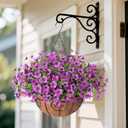Ammyoo Artificial Faux Hanging Plants Flowers Basket for Spring Outdoor Decoration, Fake Silk Daisy UV Resistant Look Real with Eucalyptus Leaves Summer Outside Decor for Home Patio Garden