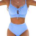 BMJL Swim Suits for Women 2026 High Waisted Bikini Sets Tie Knotted Tie Knotted Two Piece Swimsuits Bathing Suits（M,Sky Blue）