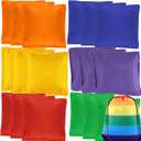 18 Pack Bean Bags for Tossing, Large Colorful Cornhole Bean Bags, Nylon Bean Bag Hand Toss Games for Kids, Tossing Beanbags Toy with Carry Bag, Outdoor Yard Family Games Carnival Toy, 4.7 x 4.7