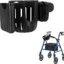 Cup Holder for Walker for Seniors, Walker Cup Holder for Rollator Walker with Phone Holder, 360 Rotatable Rollator Cup Holder for Seniors, Rolling Walker Accessories, Black