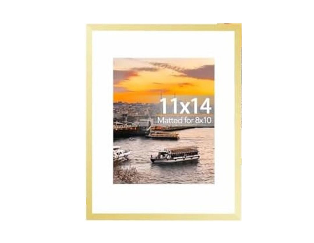 JCJMY 1 Pack 11x14 Picture Frames, Display 8x10 with Mat or 11x14 Without Mat, Gallery Wall Frame Set, 11 by 14 Frames Bulk Set of 10 Collage Wall Decor Photo Frames Set for Wall, Gold