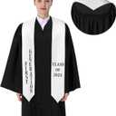 Country Flag Graudation Stole Class of 2026 V Shape Graduation Stole for College Graduates -Gift for Graduation's (White)