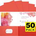 50pcs Red Folders with Two-Pockets Fit Letter Size Paper,Paper File Designed for Office,Home and Classroom Use