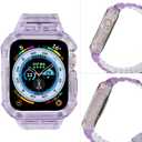 CRIS-BAND Bumper Bands Compatible with Apple Watch Band 45mm 44mm 42mm 41mm 40mm 38mm for Women Men, Water Shock-Proof Strap for iWatch Apple Watch Band with Case for Series 9 8 7 6 SE 5 4 3 2 1 (Jelly-Purple)