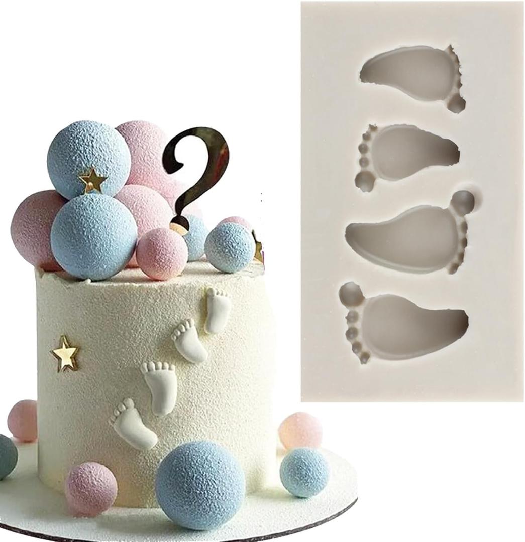 Baby Foot Print Silicone Molds Foot Fondant Mold For Cake Decorating Cupcake Topper Chocolate Gum Paste Polymer Clay