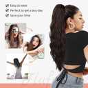 FLUFYMOOZ Ponytail Extension, 26 Inch Drawstring Ponytail Hair Extensions for Women Long Curly Wavy Ponytail Natural Synthetic Hairpiece for Women (26 Inch Honey Blonde with Highlight)