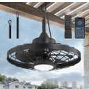 LEDIARY 20" Outdoor Ceiling Fan with Lights,IP65 Waterproof Gazebo Hanging Fan with Remote Control Smart App, Plug in Caged Ceiling Fan with 3CCT 6-Speeds for Patio Porch Pergola(Black)