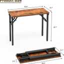 TEMI Small Computer Desk Folding Table - 35.8" Foldable Office Desk, No Assembly, Perfect for Small Spaces in Bedroom, Dorm, or Apartment, Portable Mini Desk or Study Table with Compact Design, Brown