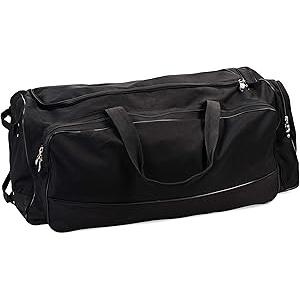 Champion Sports Wheeled Equipment Bag: Large Nylon Athletic Travel Bag with Wheels for Baseball, Football, Basketball, Soccer, Hockey, and Training , Black