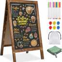 Double-Sided A-Frame Chalkboard Sign 40x20, Magnetic Sidewalk Sign with Solid Pine Wood Frame, Large Chalkboard Easel Menu Board for Restaurants, Cafes, Weddings & Outdoor Display with Accessories