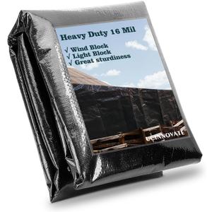 UCINNOVATE Black Tarp Waterproof 16 Mil Taprs Heavy Duty, 6.2x9.8 ft Waterproof Poly Tarp Cover with Grommets, UV Resistant Plastic Tarp for Emergency Rain Patio Furniture Woodpile Camping Pool Tent