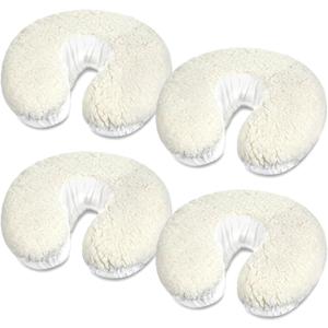 Mixweer 4 Pcs Massage Face Cradle Covers Fleece Massage Table Face Cover Facial Pillow Cover Warm Table Headrest Covers 14.6'' x 13'', Exclude Pillow Insert, White