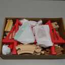 SainSmart Jr. Wooden Train Set 50 Pcs Train Set - Toy Train with Exquisite Box, Wood Train Track Set Fit for Major Brands, Ideal Railway Playset for Boys and Girls