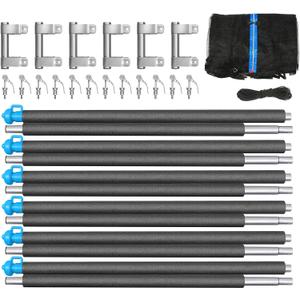 Zoomster Trampoline Replacement Enclosure Poles with Clamp and Hardware Fits 6 Straight Poles Trampoline (No Tool Needed. Can be Assembled by only one Adult) (15FT Pole with Net)