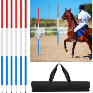 6 Pcs Pole Bending Poles for Horses, Training Equipment for Horses Football, Red, White, Blue
