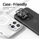 iPhone 15 Pro Max Lens Protector [2 Pack] Premium Metal Alloy No Glass Camera Cover for iPhone 15 Pro/15 Pro Max, Scratch Resistant Impact Protection Case Friendly Easy Install, Silver