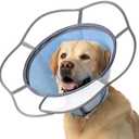 Soft Dog Cone Collar After Surgery Recovery,Adjustable E-Collar with Removable Shield,Lightweight,Breathable Anti-Licking Protective Cone for Large,Medium,Small Pets (Blue, XL (Neck:17''-22''))