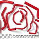 10 Pieces Red Hoses For 1997-2001 Honda CR-V MK1 RD1 B20 2.0L Silicone Radiator Hose Kit With Clamps Cooling Coolant Pipe Tube Hoses 1997 1998 1999 2000 2001