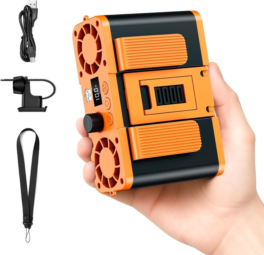 Portable Dual Fan for Waist/Stroller/Neck/Belt/Shirt/Pants, 2x20000RPM Blow Strong Cold Air, Mini Rechargeable, Small Wearable Clip-On Personal Body AC, Travel Outdoor Baby Car Cooling Kid Conditioner